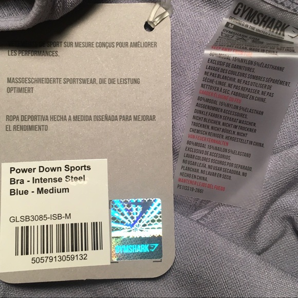 GYMSHARK POWER DOWN SPORTS BRA- BLUE STEEL - Picture 7 of 7